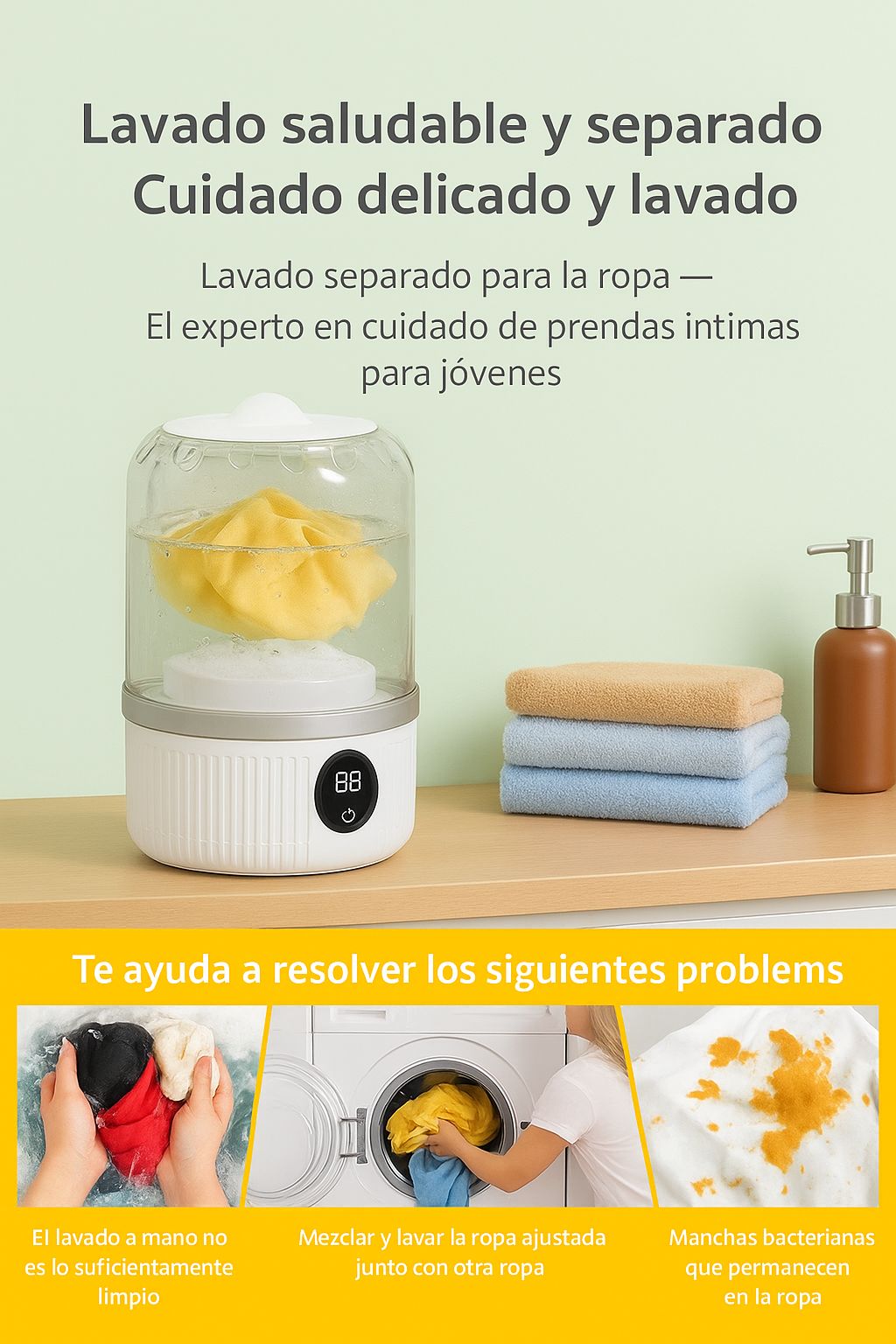 Mini lavadora portátil recargable de 1 L