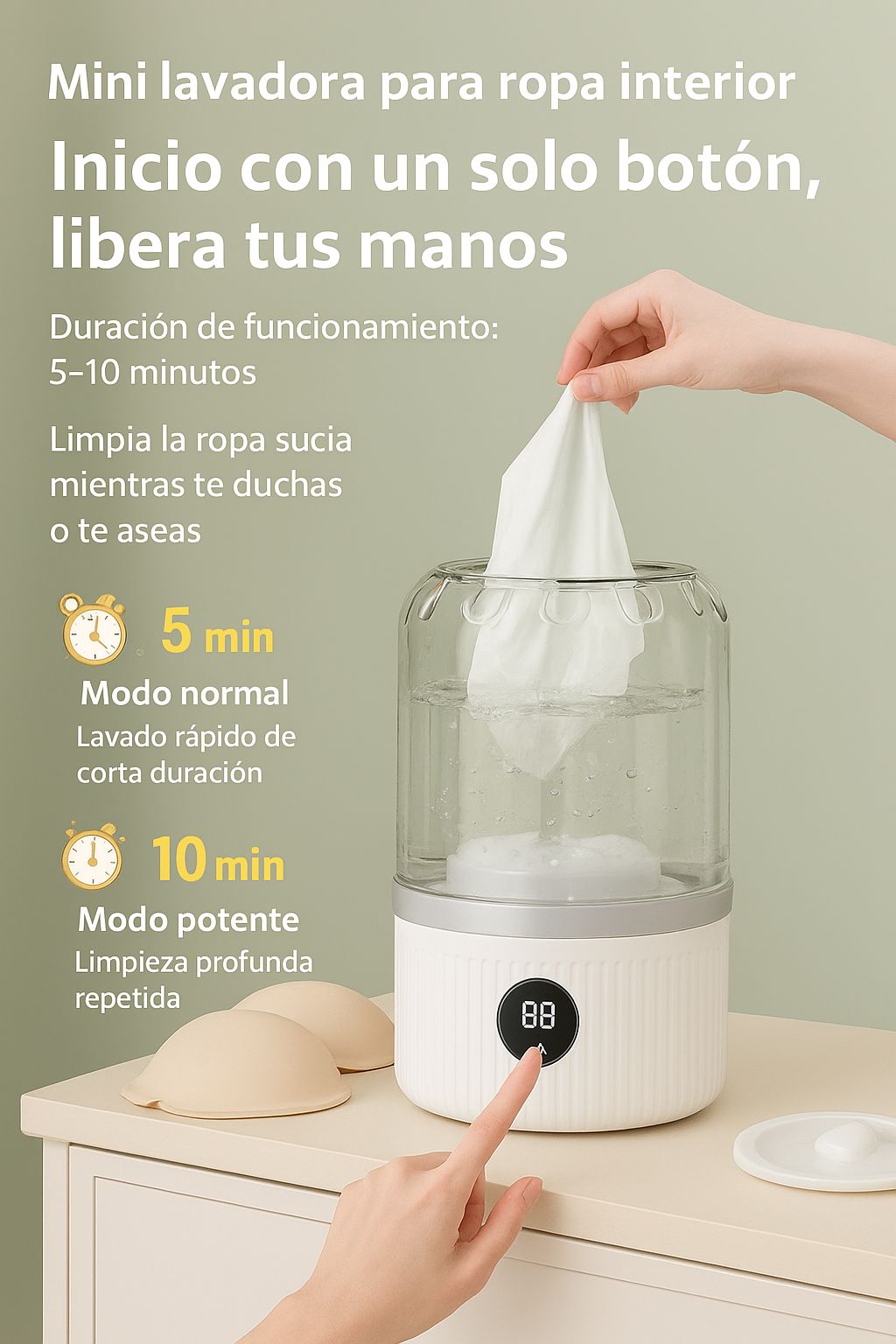 Mini lavadora portátil recargable de 1 L